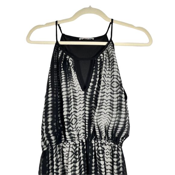 Tua Hi Low Maxi Dress Womens Size S Gray Black Smudge Print Elastic Waist Boho - Picture 3 of 10